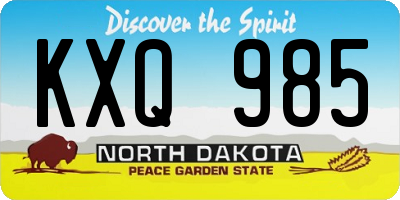 ND license plate KXQ985