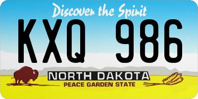 ND license plate KXQ986