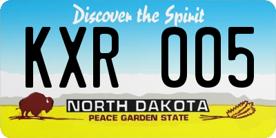 ND license plate KXR005