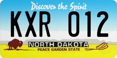 ND license plate KXR012