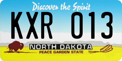 ND license plate KXR013