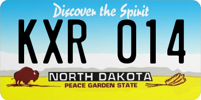 ND license plate KXR014