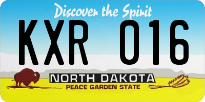 ND license plate KXR016