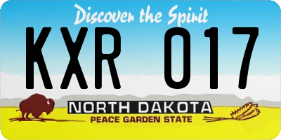 ND license plate KXR017