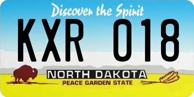 ND license plate KXR018