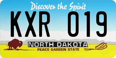 ND license plate KXR019