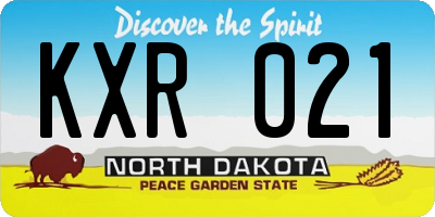 ND license plate KXR021
