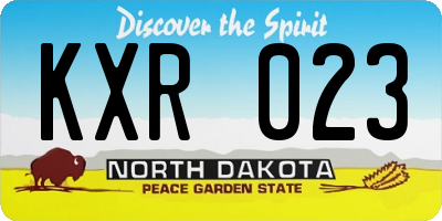 ND license plate KXR023