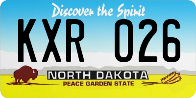ND license plate KXR026