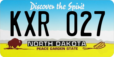 ND license plate KXR027