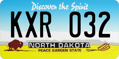 ND license plate KXR032