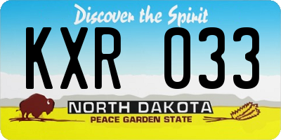 ND license plate KXR033