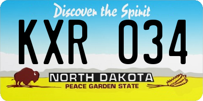 ND license plate KXR034