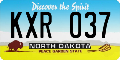 ND license plate KXR037
