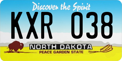 ND license plate KXR038