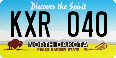 ND license plate KXR040
