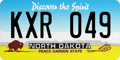 ND license plate KXR049