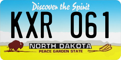 ND license plate KXR061