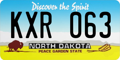 ND license plate KXR063