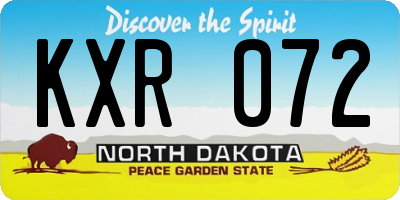 ND license plate KXR072