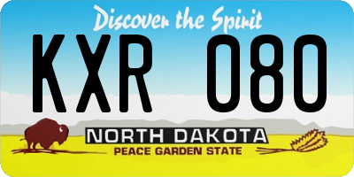 ND license plate KXR080
