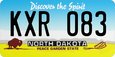 ND license plate KXR083