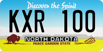 ND license plate KXR100