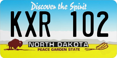 ND license plate KXR102