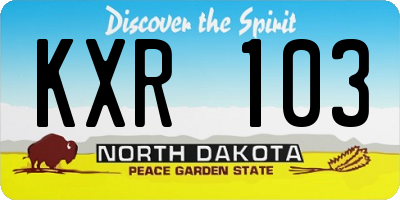 ND license plate KXR103