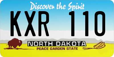 ND license plate KXR110