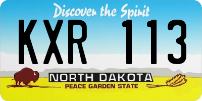 ND license plate KXR113