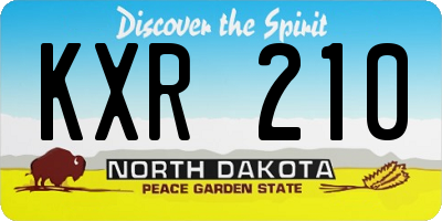 ND license plate KXR210