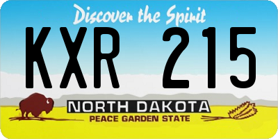 ND license plate KXR215