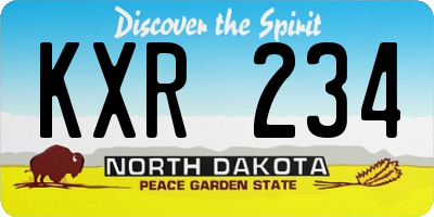 ND license plate KXR234