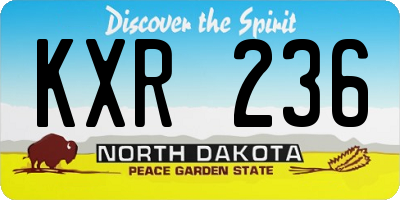 ND license plate KXR236
