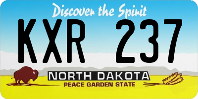 ND license plate KXR237