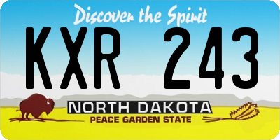 ND license plate KXR243