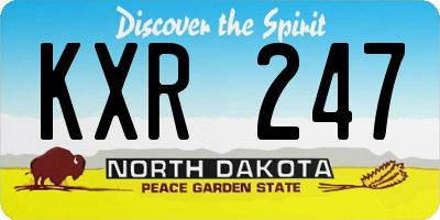 ND license plate KXR247