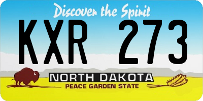 ND license plate KXR273