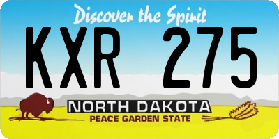 ND license plate KXR275
