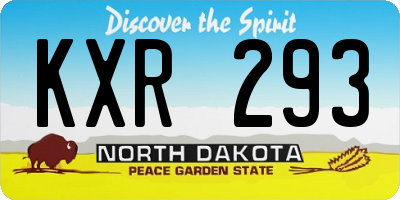 ND license plate KXR293
