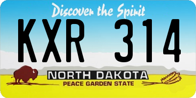 ND license plate KXR314