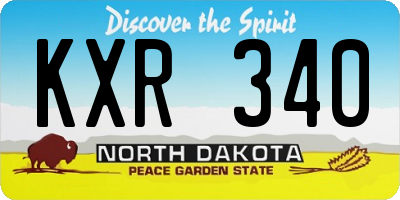 ND license plate KXR340