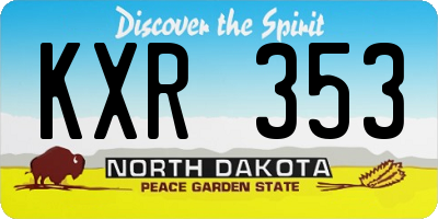ND license plate KXR353