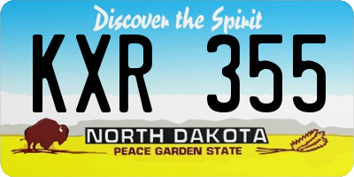 ND license plate KXR355