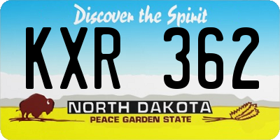 ND license plate KXR362