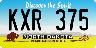 ND license plate KXR375