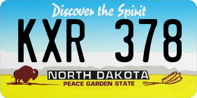 ND license plate KXR378