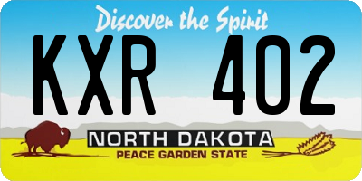 ND license plate KXR402