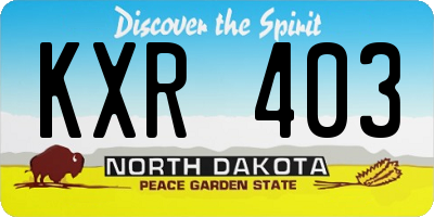 ND license plate KXR403